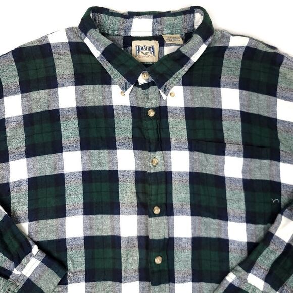 Himalaya Outfitters Long Sleeve Flannel Button Shirt Mens 4XB Big Green Plaid - Picture 2 of 7